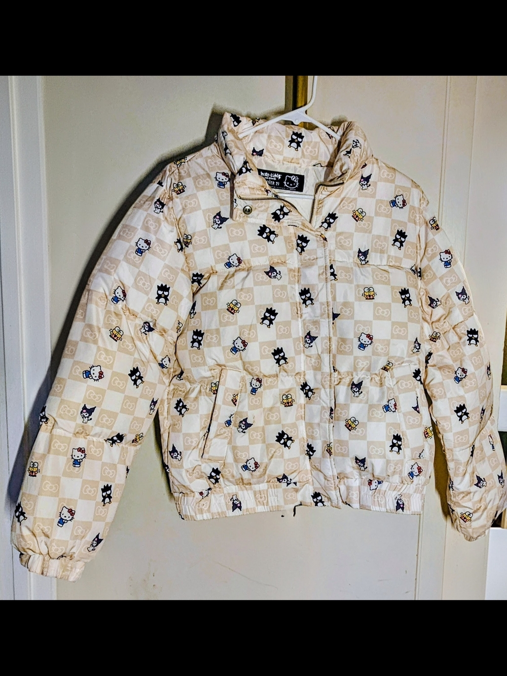 FOREVER 21 X HELLO KITTY Puffer Jacket with Allover Character Print